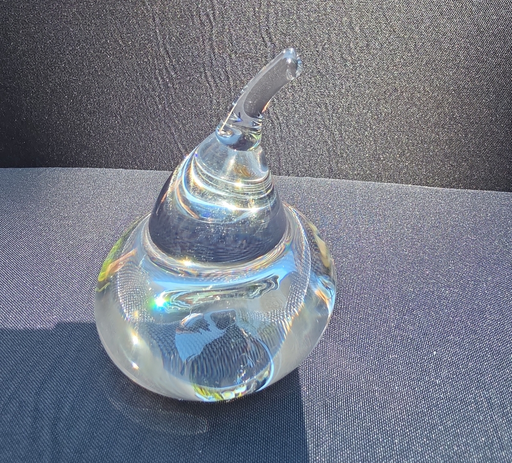 Steuben Glass heavy clear crystal Fig / Pear Paperweight Figurine